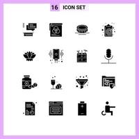 User Interface Pack of 16 Basic Solid Glyphs of china target cash objective clipboard Editable Vector Design Elements