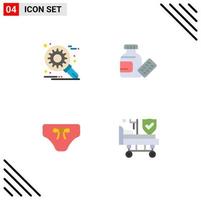 plano icono paquete de 4 4 universal símbolos de personalizar ropa ajuste Ciencias cama editable vector diseño elementos