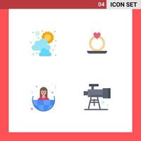 User Interface Pack of 4 Basic Flat Icons of sun world ring business scope Editable Vector Design Elements