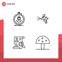 Mobile Interface Line Set of 4 Pictograms of fast resume timer paint cv Editable Vector Design Elements