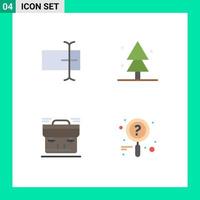 Mobile Interface Flat Icon Set of 4 Pictograms of cursor portfolio forest tree suitcase Editable Vector Design Elements