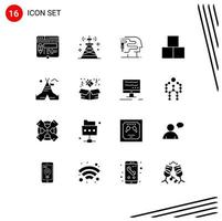 16 Universal Solid Glyph Signs Symbols of tent free constructor technology bricks big think Editable Vector Design Elements