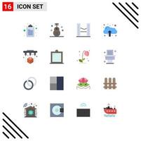 Pack of 16 Modern Flat Colors Signs and Symbols for Web Print Media such as scanner factory buildings upload cloud Editable Pack of Creative Vector Design Elements