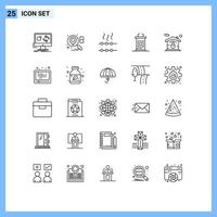 Mobile Interface Line Set of 25 Pictograms of lock home food professor conference Editable Vector Design Elements