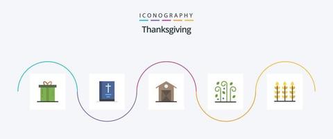 Thanks Giving Flat 5 Icon Pack Including wind. leaves. thanksgiving. blowing. house vector