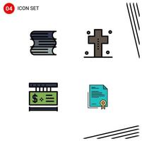 Pictogram Set of 4 Simple Filledline Flat Colors of document tag costume halloween shopping Editable Vector Design Elements