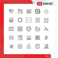 Modern Set of 25 Lines and symbols such as hand draw computer identity design Editable Vector Design Elements