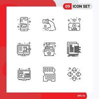 Stock Vector Icon Pack of 9 Line Signs and Symbols for shop screen waste auction news Editable Vector Design Elements