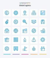 Creative Global Logistics 25 Blue icon pack  Such As global. logistic. global. good. world vector
