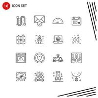 Set of 16 Vector Outlines on Grid for divider location gauge gps date Editable Vector Design Elements