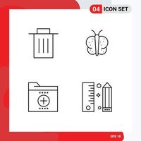 Set of 4 Modern UI Icons Symbols Signs for delete documents user easter folder Editable Vector Design Elements