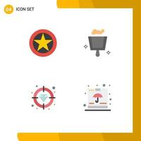 4 Universal Flat Icons Set for Web and Mobile Applications badge finance military rank dustpan target Editable Vector Design Elements