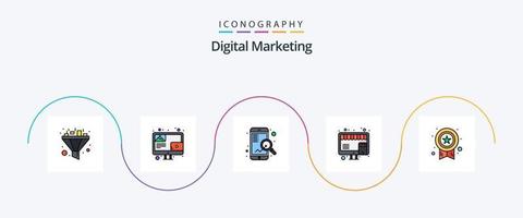 digital márketing línea lleno plano 5 5 icono paquete incluso estrella. otorgar. móvil. marketing. en línea vector