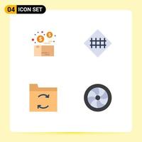 Modern Set of 4 Flat Icons and symbols such as bundle road symbols package fence sign data Editable Vector Design Elements