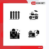 Mobile Interface Solid Glyph Set of 4 Pictograms of battery bag radiator scooter package Editable Vector Design Elements