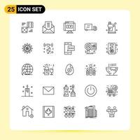 Line Pack of 25 Universal Symbols of drain clean newsletter vehicles pointer Editable Vector Design Elements