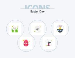 Easter Flat Icon Pack 5 Icon Design. cart. spring. egg. sheep. easter vector