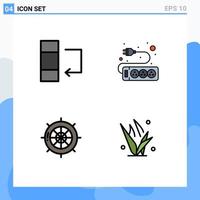 Set of 4 Modern UI Icons Symbols Signs for column ship electronic nautical grass Editable Vector Design Elements