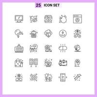 Universal Icon Symbols Group of 25 Modern Lines of app food face gym sale Editable Vector Design Elements