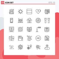 25 Line concept for Websites Mobile and Apps digital favorite grid like heart Editable Vector Design Elements