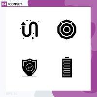 Group of 4 Modern Solid Glyphs Set for arrow protection left up crypto secure Editable Vector Design Elements