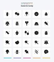 Creative Sweet And Candy 25 Glyph Solid Black icon pack  Such As sweet. doughnut. food. donut. sweets vector