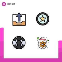 4 Universal Filledline Flat Color Signs Symbols of cabinet soccer office star decoration Editable Vector Design Elements