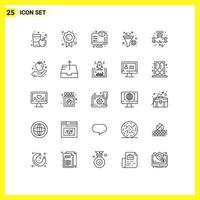 Pack of 25 creative Lines of leak sort mark funnel printing Editable Vector Design Elements