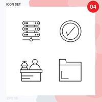 Set of 4 Vector Filledline Flat Colors on Grid for computing manager storage user folder Editable Vector Design Elements