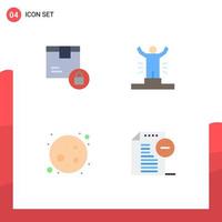 Pack of 4 creative Flat Icons of box success product competition moon Editable Vector Design Elements