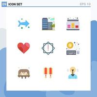 Modern Set of 9 Flat Colors and symbols such as alert like control favorite heart Editable Vector Design Elements