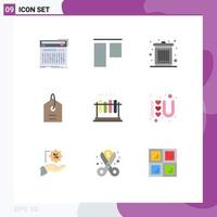 Universal Icon Symbols Group of 9 Modern Flat Colors of test lab bin tag price Editable Vector Design Elements