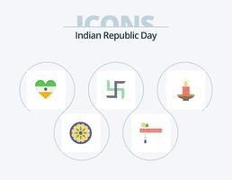 indio república día plano icono paquete 5 5 icono diseño. día de la independencia vela. bandera religión. indio vector
