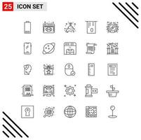 25 Universal Line Signs Symbols of rank badge care money atm Editable Vector Design Elements