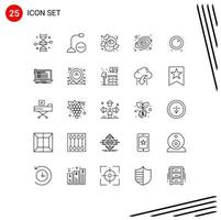 Group of 25 Lines Signs and Symbols for audio planet hardware astronomy love Editable Vector Design Elements