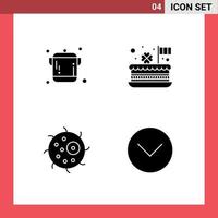 Universal Icon Symbols Group of 4 Modern Solid Glyphs of cooking biology cake festival plant Editable Vector Design Elements