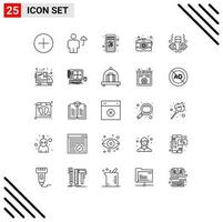 Pictogram Set of 25 Simple Lines of weight dumbbell mobile shopping lens photo Editable Vector Design Elements