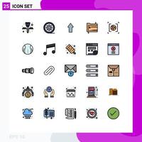 25 User Interface Filled line Flat Color Pack of modern Signs and Symbols of zip files vintage reel share upload Editable Vector Design Elements
