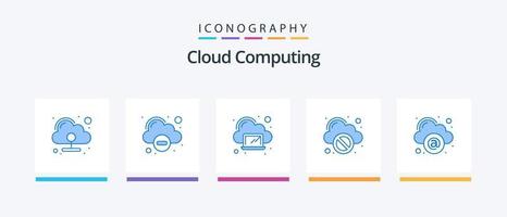 Cloud Computing Blue 5 Icon Pack Including mail. error. cloud. stop. block. Creative Icons Design vector