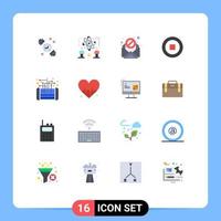 Universal Icon Symbols Group of 16 Modern Flat Colors of processor mobile email circuit interface Editable Pack of Creative Vector Design Elements