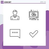 4 Creative Icons Modern Signs and Symbols of account chat person per check Editable Vector Design Elements