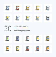 20 Mobile Application Flat Color icon Pack like application online app audio recognition shoping bag vector