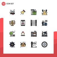 Modern Set of 16 Flat Color Filled Lines and symbols such as money top package sucess land Editable Creative Vector Design Elements