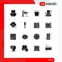 Group of 16 Solid Glyphs Signs and Symbols for setting pilgrim clothes hat fall Editable Vector Design Elements