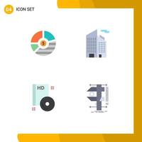 4 Universal Flat Icon Signs Symbols of chart skyscraper business statistics cd Editable Vector Design Elements