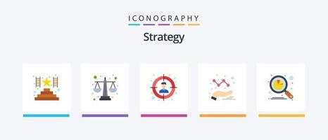 Strategy Flat 5 Icon Pack Including search. data. target. analytics. graph. Creative Icons Design vector