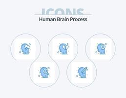 humano cerebro proceso azul icono paquete 5 5 icono diseño. descanso corazón. sentimiento. escribir. emociones mente vector