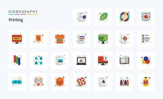 25 Printing Flat color icon pack vector