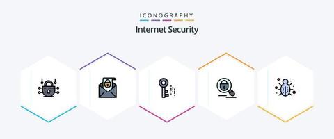 Internet Security 25 FilledLine icon pack including protection. internet. security. bug. lock vector