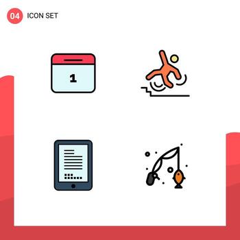 4 Universal Filledline Flat Color Signs Symbols of calender mobile day failed hardware Editable Vector Design Elements